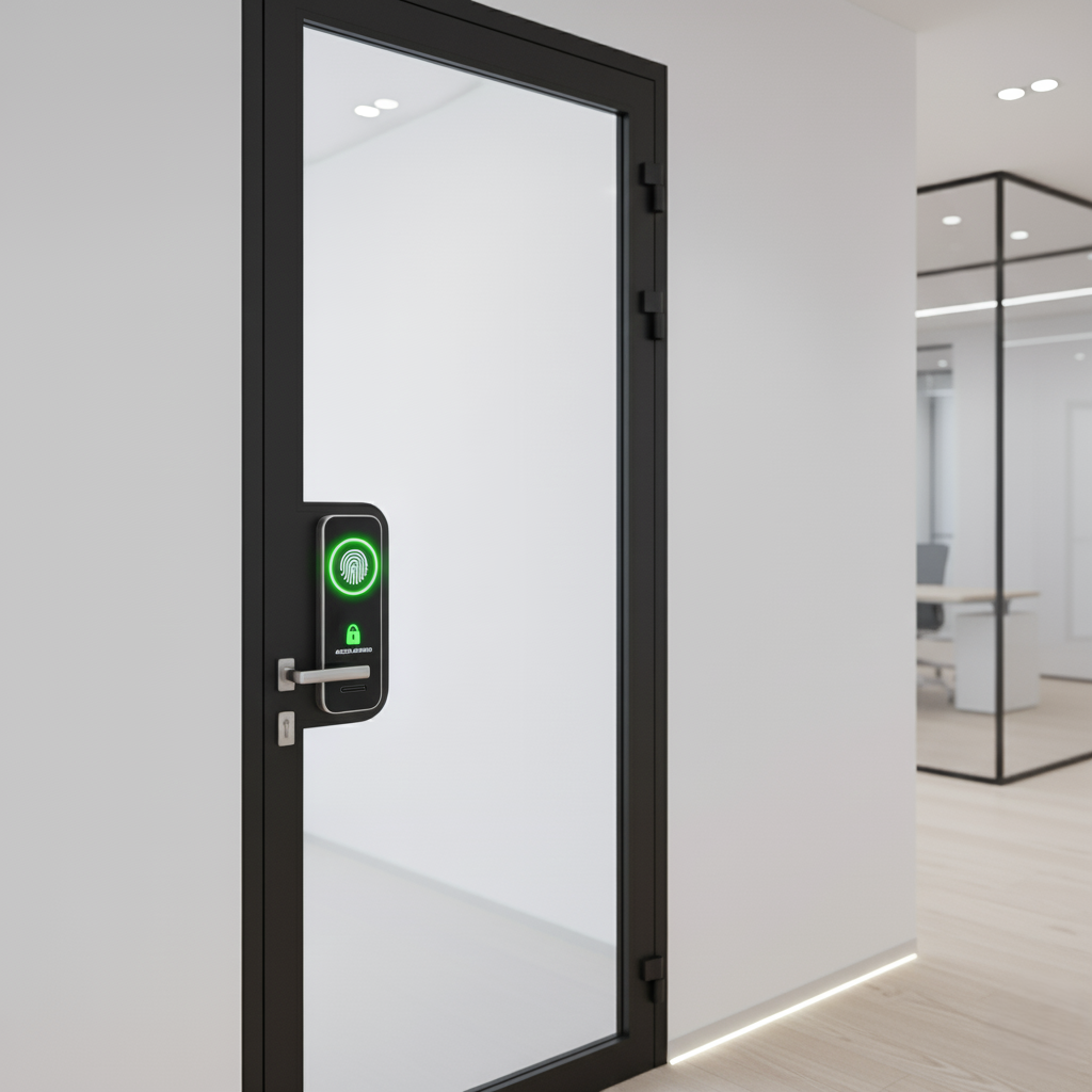 secure office door with digital lock access.