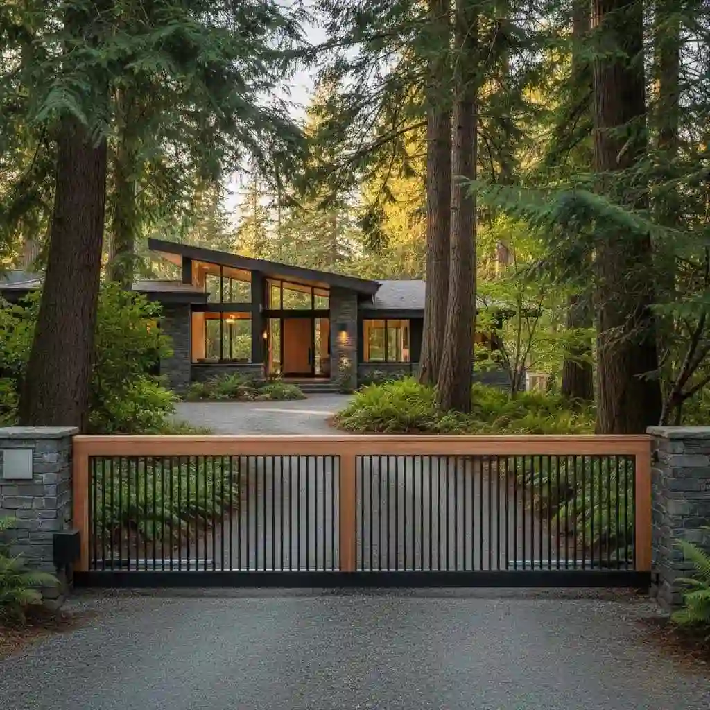 modern automated entry gate at a Washington home