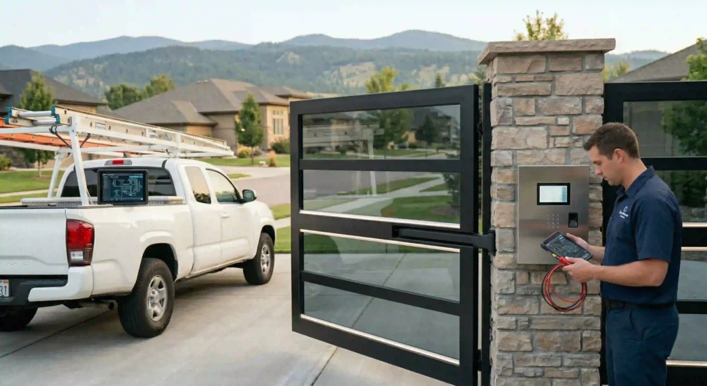 modern automated gate at a residential property