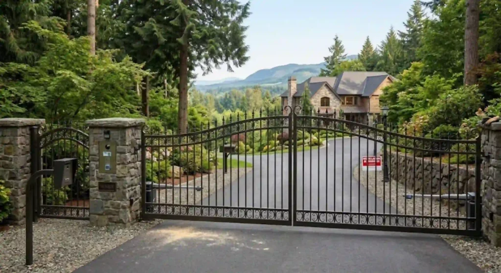 Automated entry gate installed at a residential estate in Monroe, WA