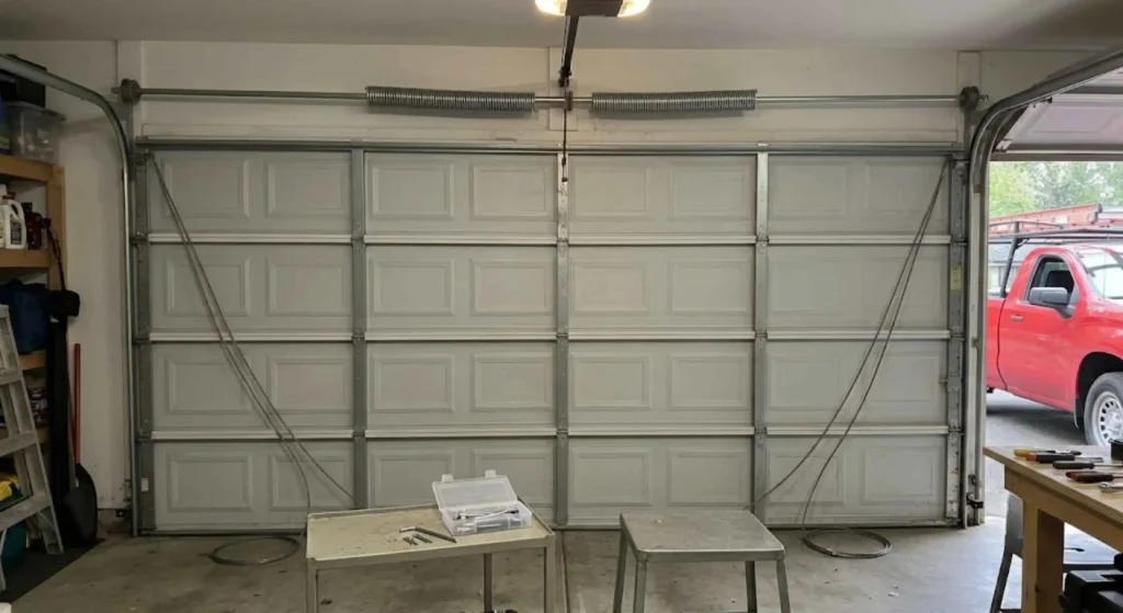 Professional garage door repair completed in Monroe