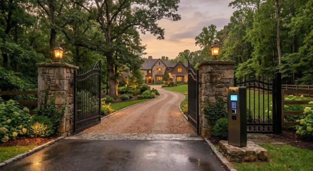 Smart automated gate access system at a Monroe estate