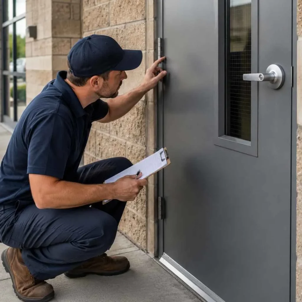 Commercial pedestrian door repair technician in Monroe WA
